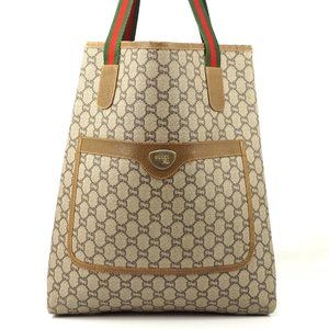 Auth Gucci Sherry Line Tote Bag and Pouch Brown Co